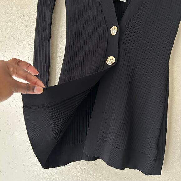 Jason Wu Black Long Sleeve V-Neck Button Front Ribbed Cardigan Size XS - Picture 8 of 13